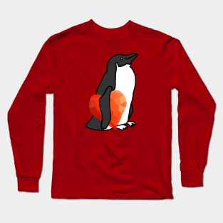 Cute Valentines Day Penguin with Red Heart Long Sleeve T-Shirt